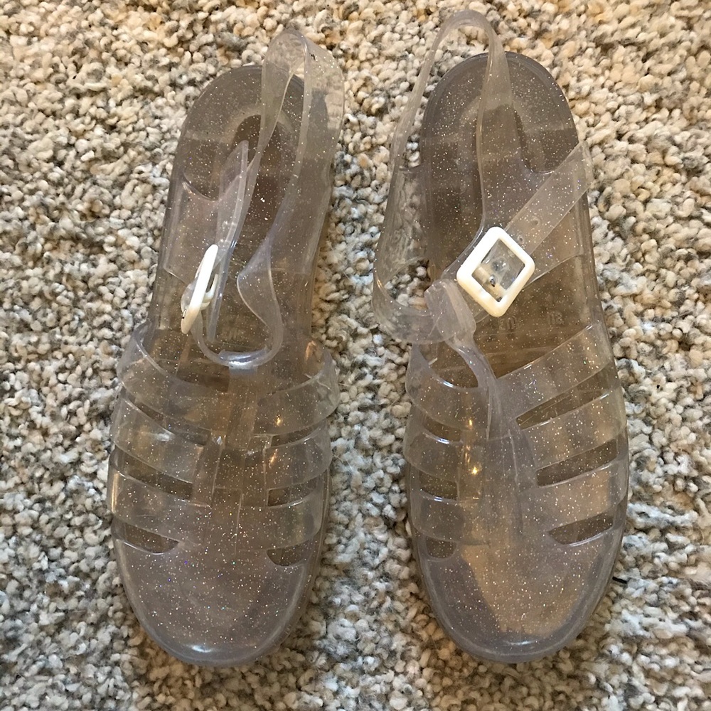 sparkly clear jelly sandals